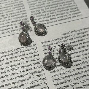 Elegant Silver and Purple Earrings (2 pairs)